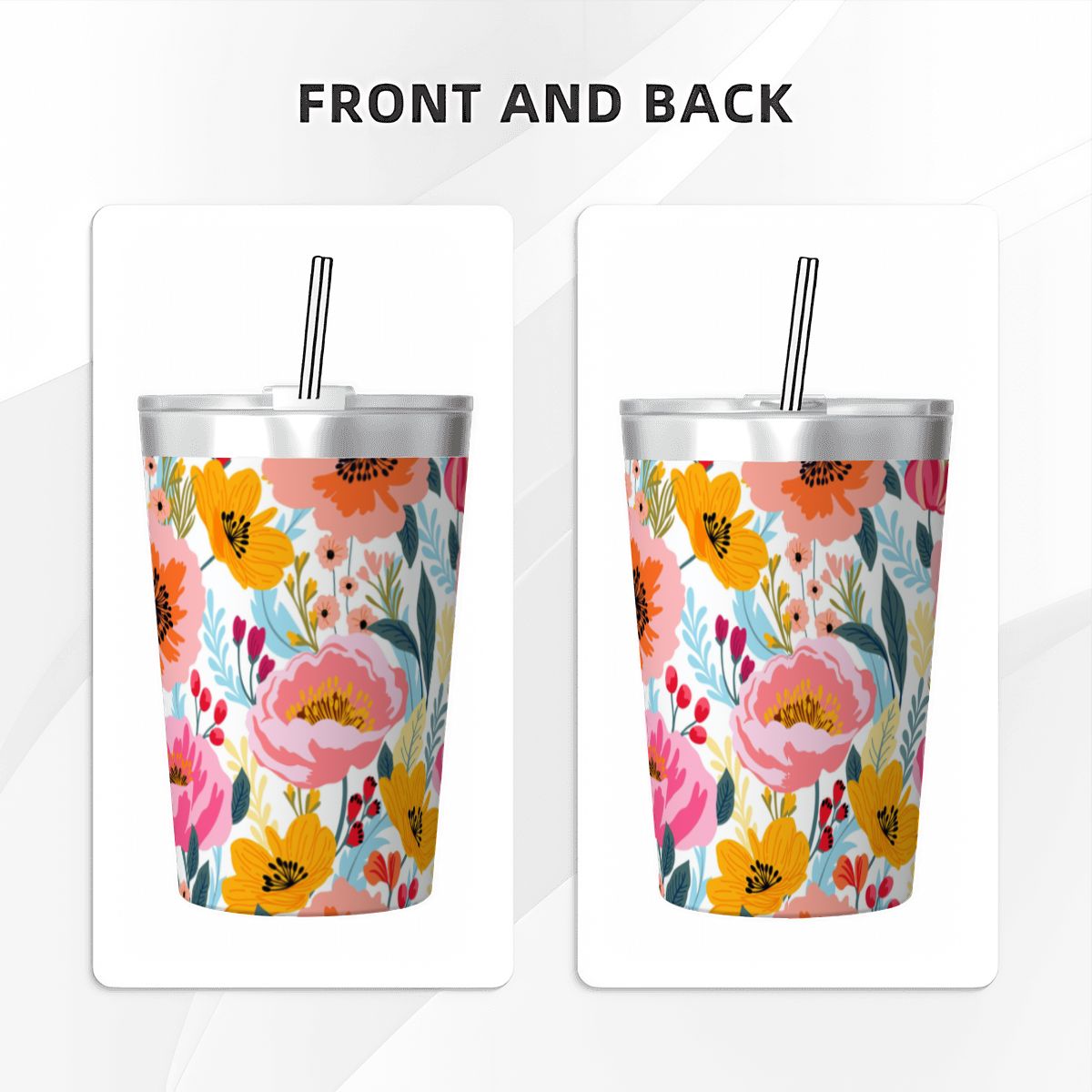 Bright And Colourful Flowers Small Stainless Steel Travel Mug Cup 12oz/350ml