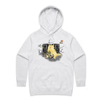 Cat Bass Player - Womens Hoodie White Marle Womens Hoodie animal Music Printed In Australia