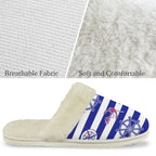 Anchors Away Men's Fur Trim Thick-Sole Indoor Slippers Men's Fur Trimmed Slippers Ocean Printed Offshore