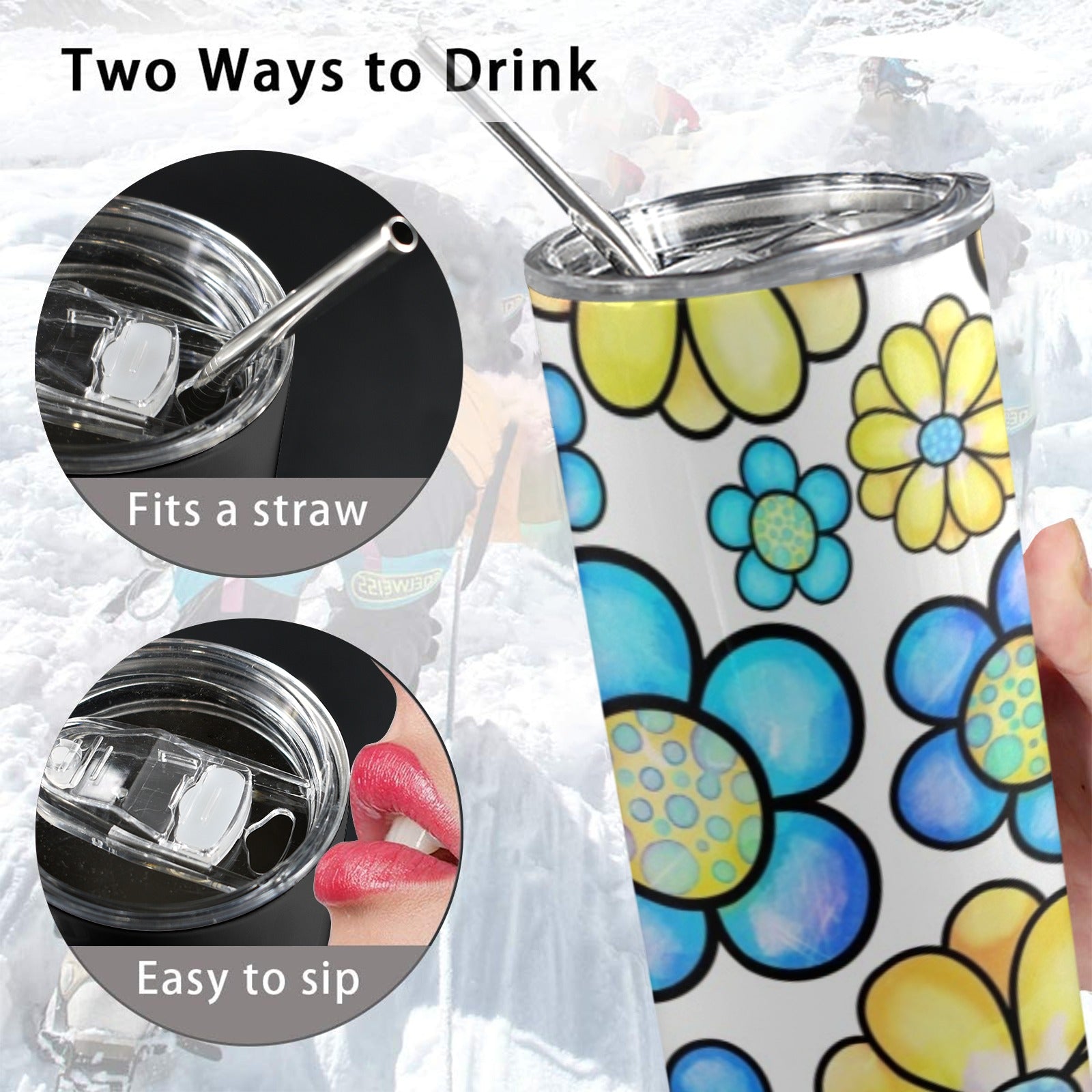 Simple Flowers - 20oz Tall Skinny Tumbler with Lid and Straw