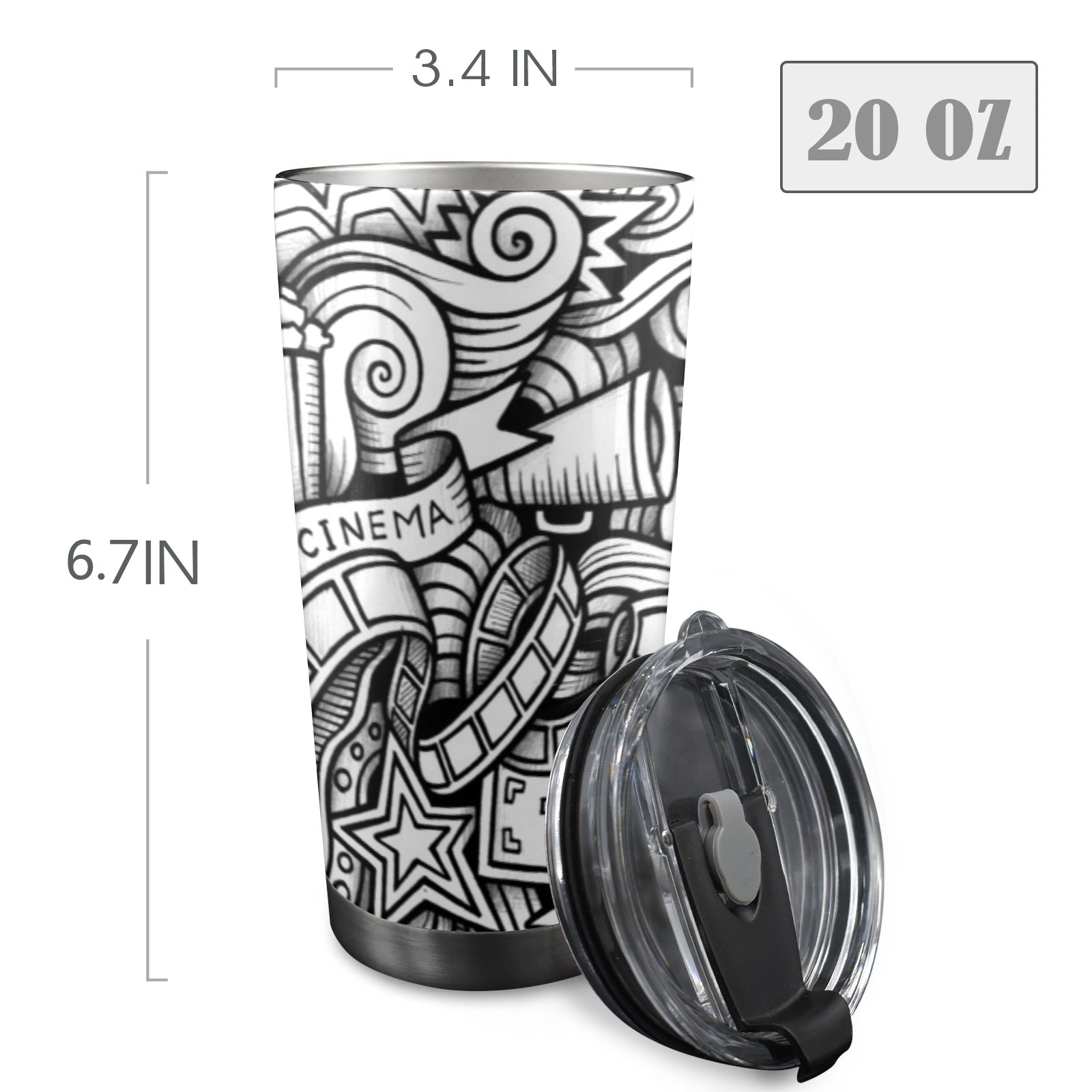 Entertainment - 20oz Mobile Tumbler with Lid (Black Lock) 20oz Travel Mug Printed Offshore