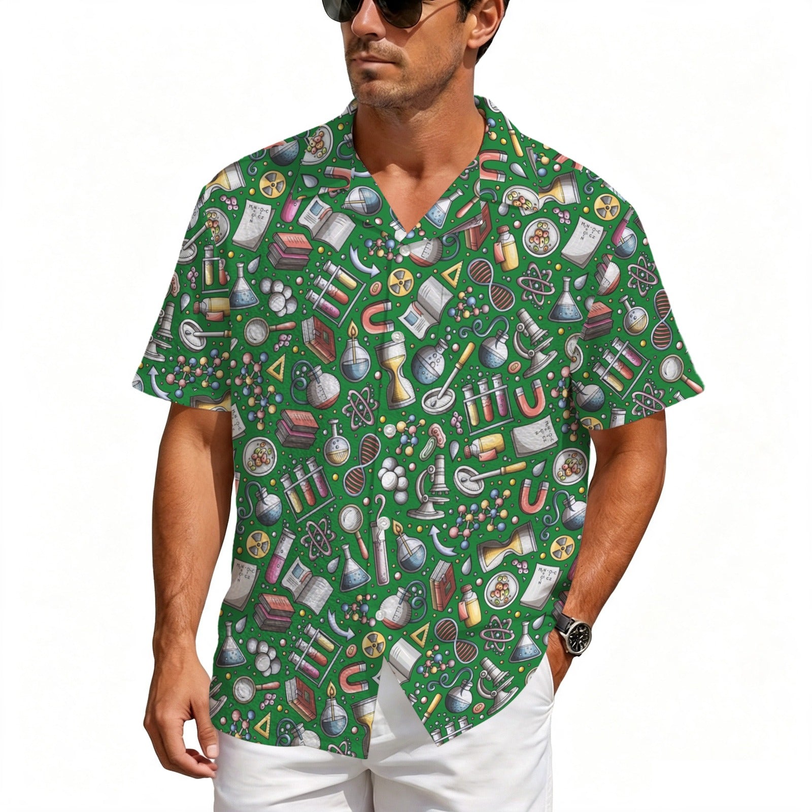 Science Love Men's Crinkle Hawaiian Shirt