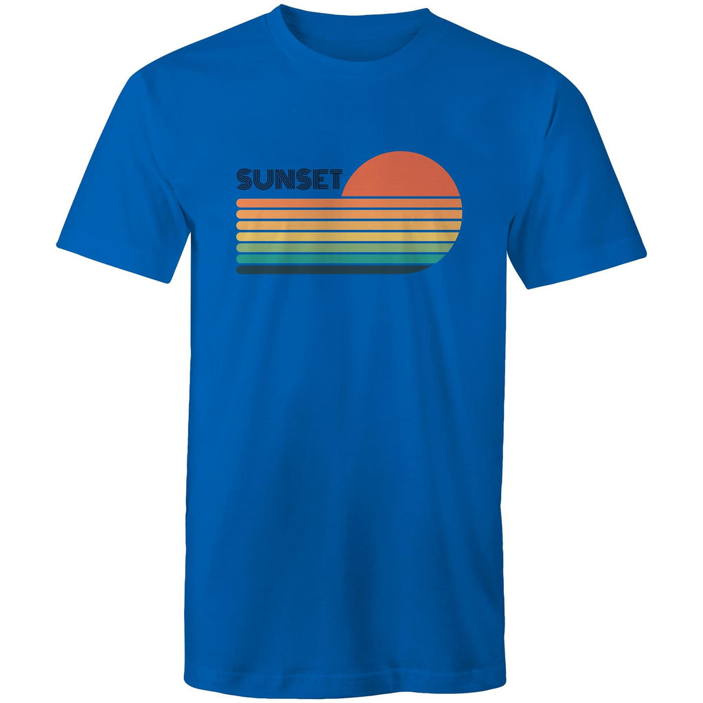 Retro Sunset - Mens T-Shirt Bright Royal Mens T-shirt Printed In Australia Retro