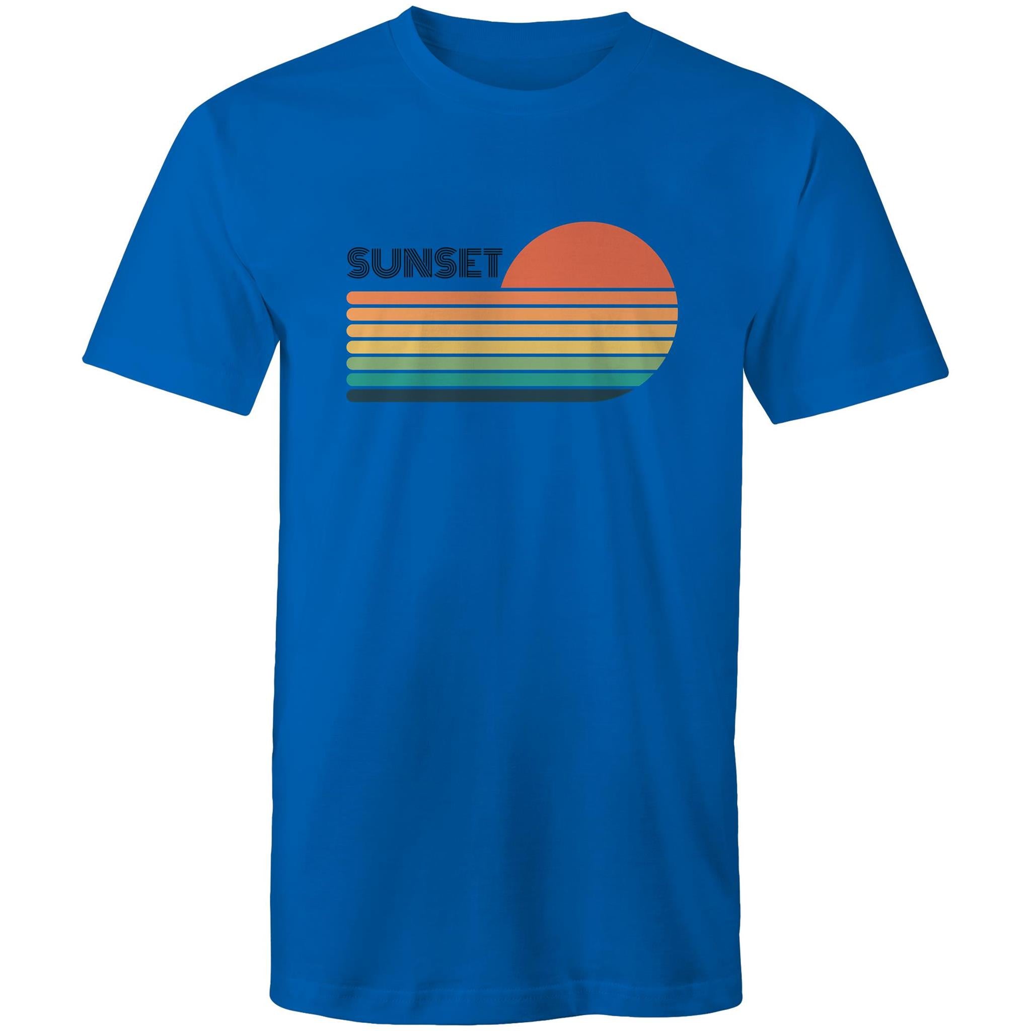 Retro Sunset - Mens T-Shirt Bright Royal Mens T-shirt Printed In Australia Retro