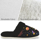 Space Men's Fur Trim Thick-Sole Indoor Slippers Men's Fur Trimmed Slippers Printed Offshore Space