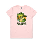 In A While, Crocodile Women's AS Colour T-shirt Pink Womens T-shirt animal Printed In Australia