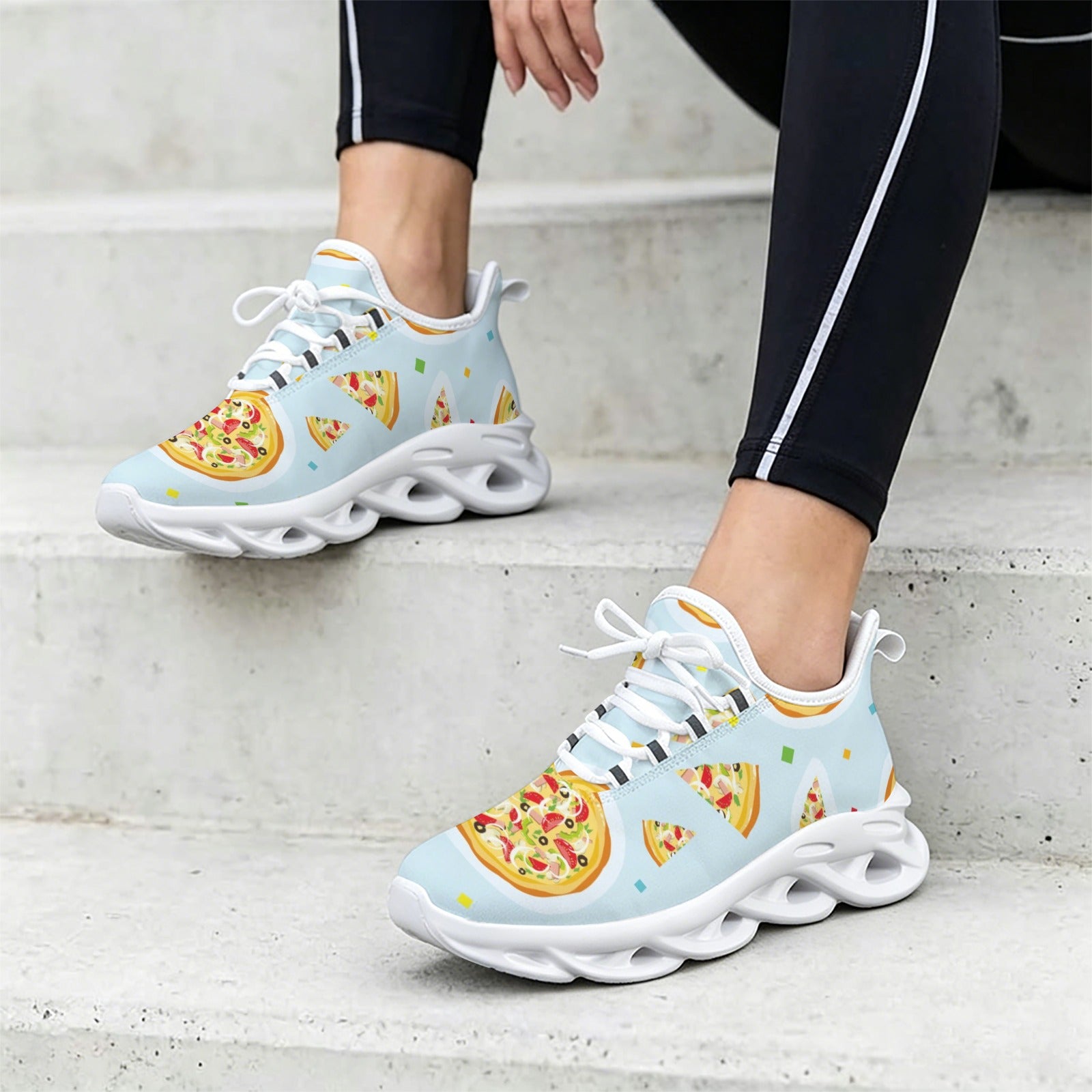 Pizzas On Blue Women's Twisted Sole Sneakers