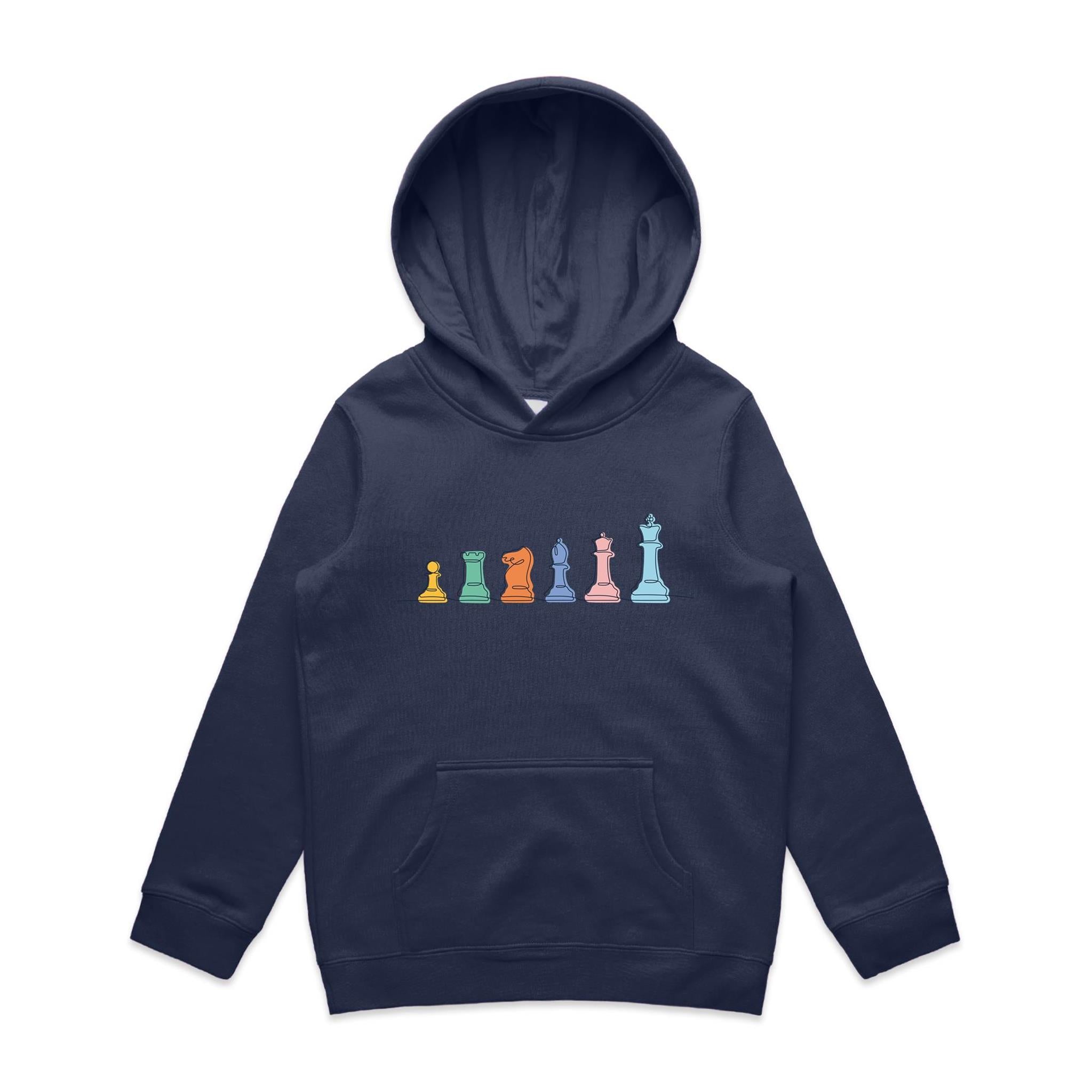 Chess - Kids Hoodie Midnight Blue Kids Hoodie Printed In Australia