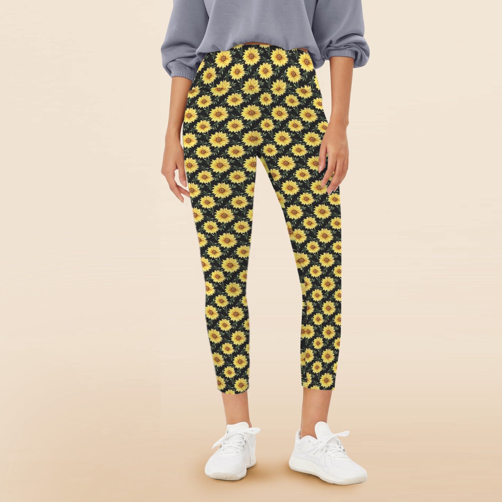 Painted Sunflower - Women's High Waist Pockets Yoga Leggings