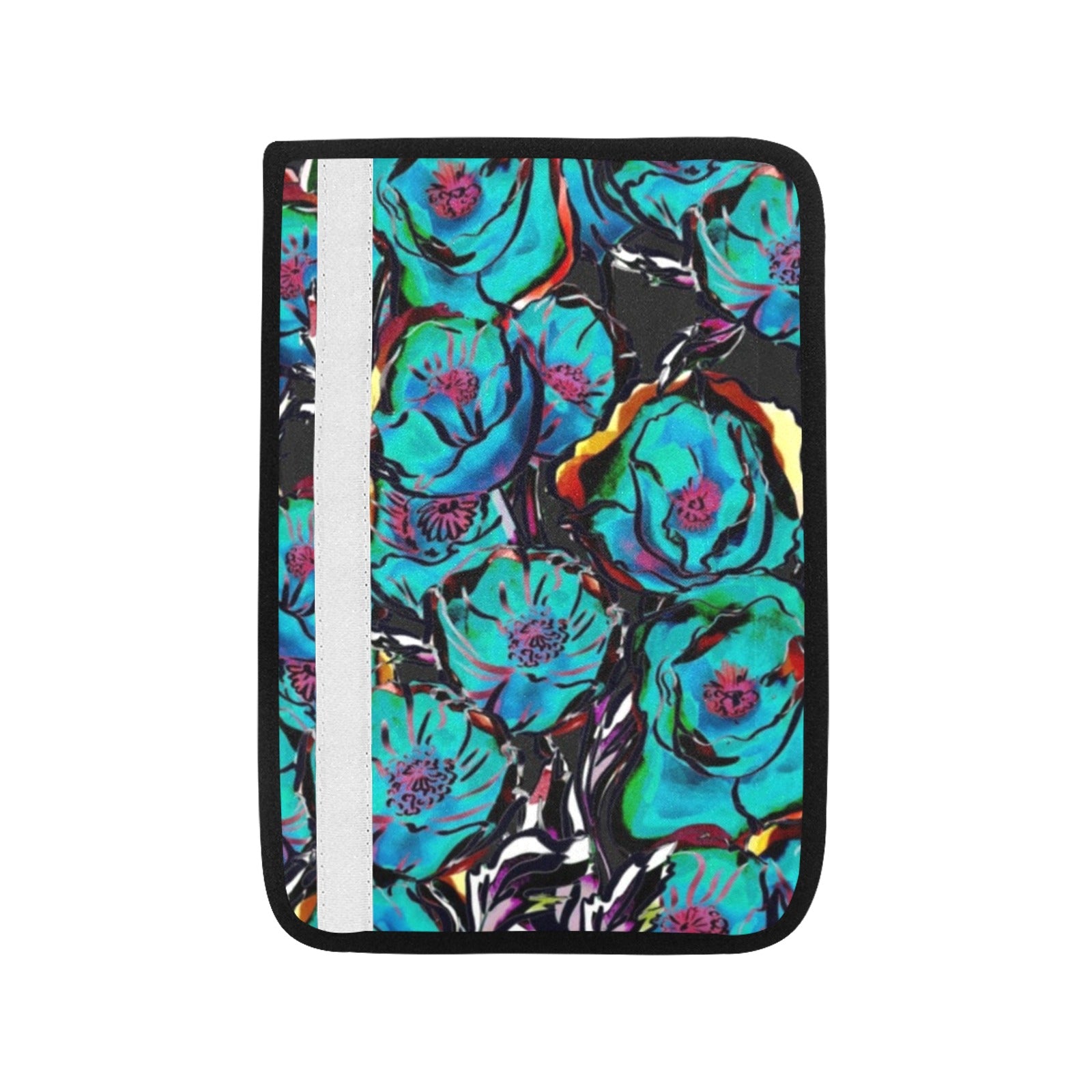 Flower It Blue Car Seat Belt Cover 7''x10'' (Pack of 2) Car Seat Belt Cover 7x10 (Pack of 2) Plants Printed Offshore