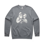 Alien Bigfoot Heart Hands - AS Colour Stencil Crew Gravel Sweatshirt Love Printed In Australia Sci Fi