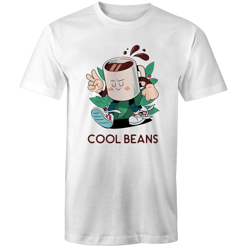 Cool Beans, Coffee - Mens T-Shirt White Mens T-shirt Coffee Printed In Australia