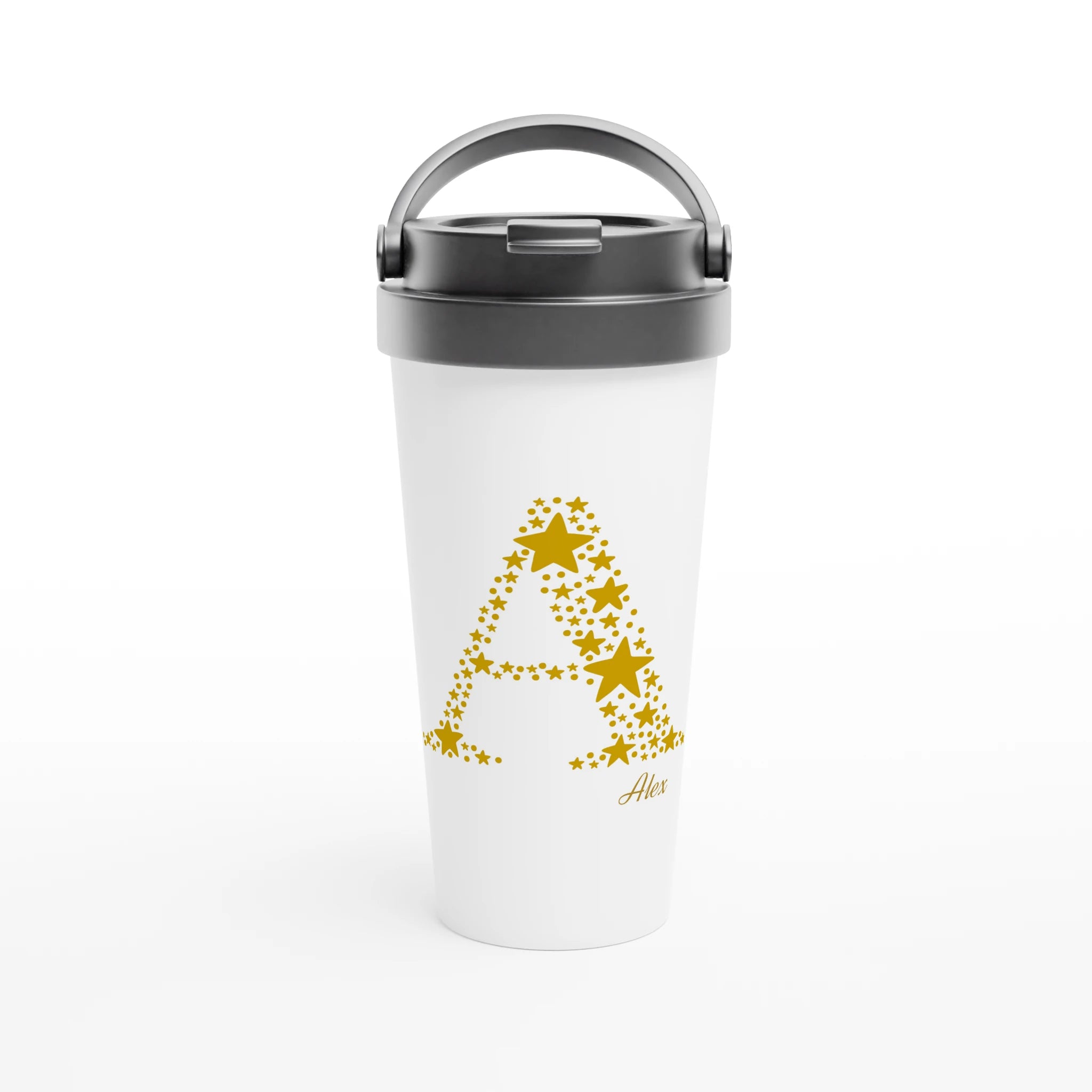 Star Initial - White 15oz Stainless Steel Travel Mug, Personalise, Customise, Name, Initial Default Title Personalised Travel Mug
