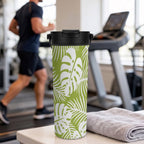 Green Tropical Leaves 20oz Tea Tumbler with Carry Handle