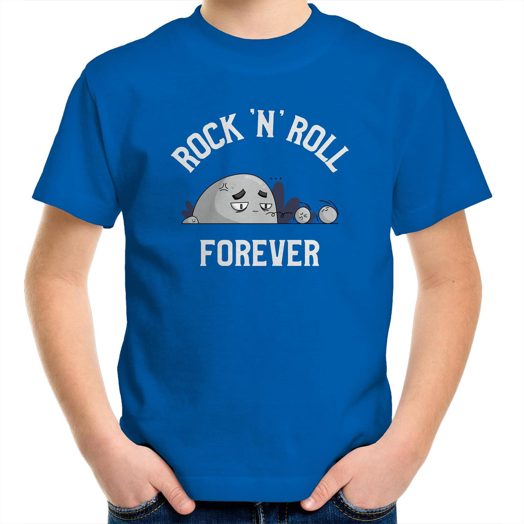 Rock And Roll Forever - Kids Youth T-Shirt Bright Royal Kids Youth T-shirt Music Printed In Australia