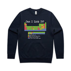 Periodic Table, Can I Lick It AS Colour Stencil Crew Sweatshirt Navy Printed In Australia Science