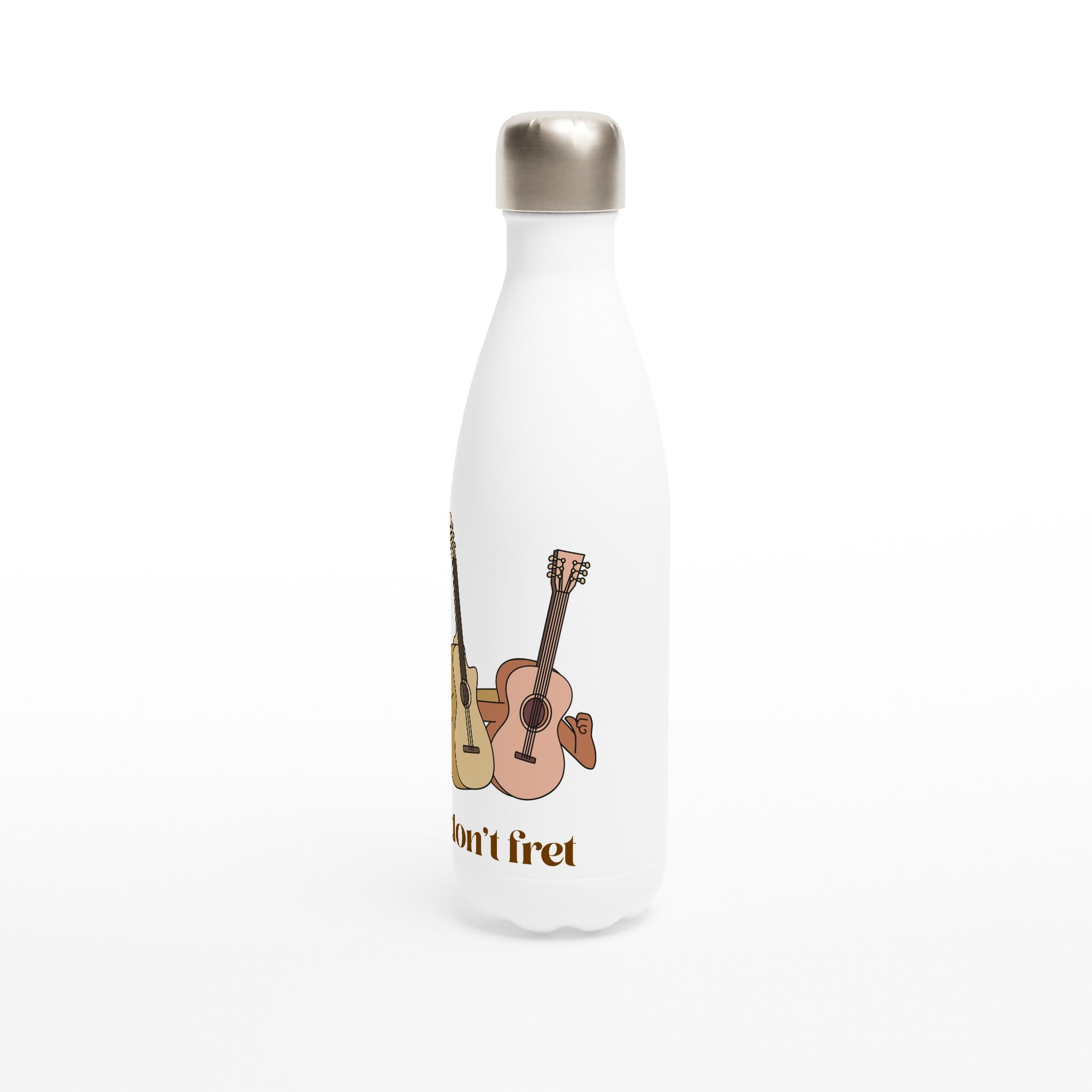 Guitars, Don't Fret - White 17oz Stainless Steel Water Bottle White Water Bottle Globally Fulfilled Music