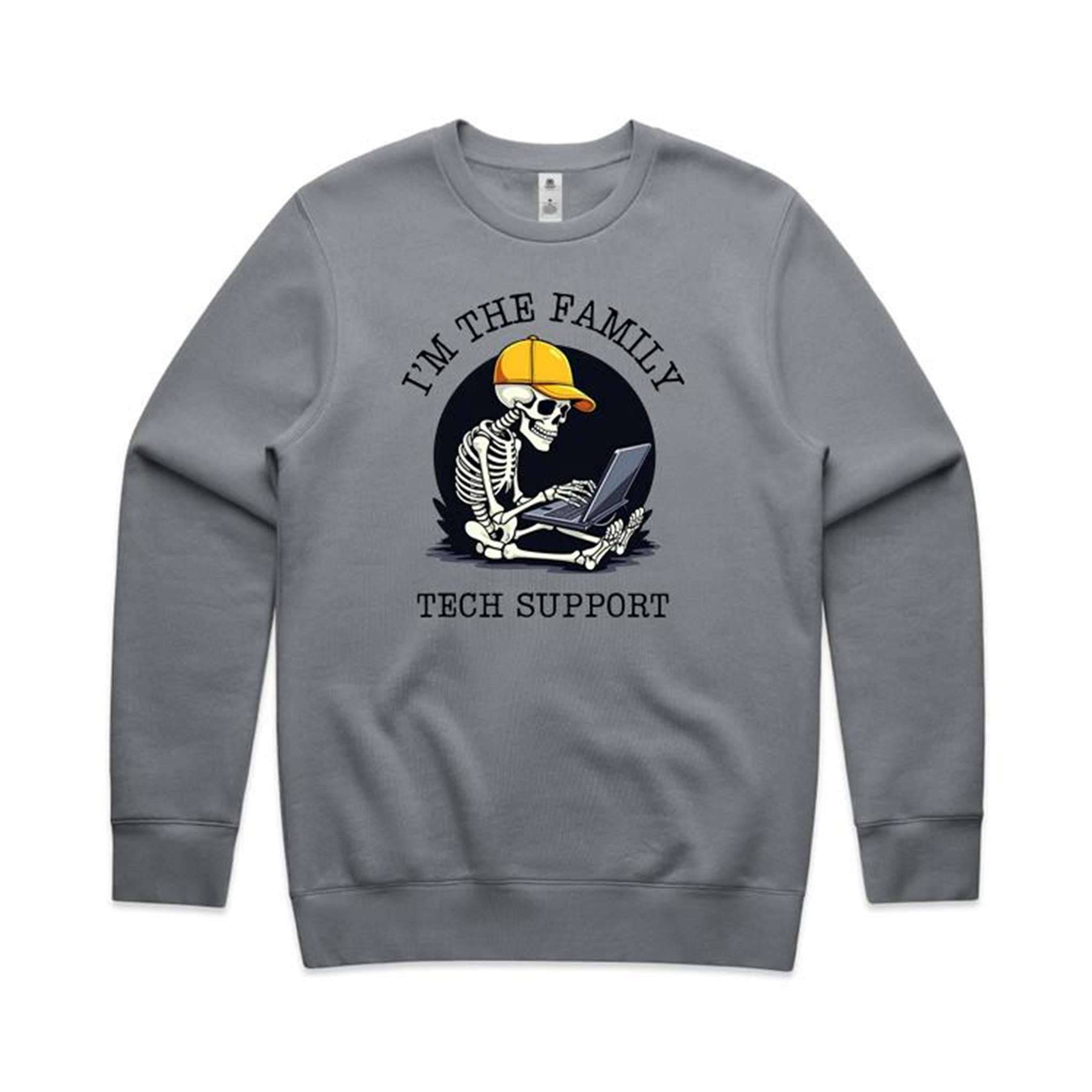 I'm The Family Tech Support, Skeleton - AS Colour Stencil Crew Sweatshirt Gravel Sweatshirt Printed In Australia Tech