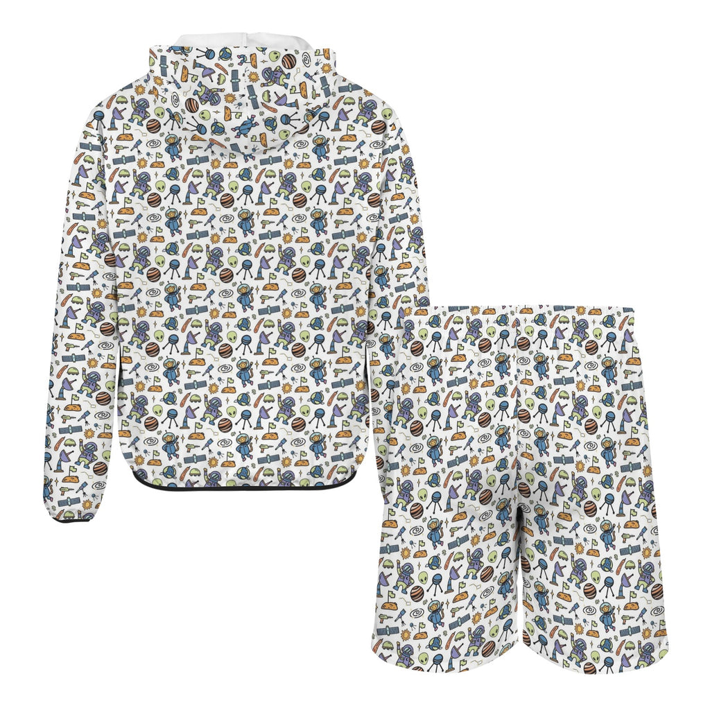 All About Space Men's Lightweight Sun Hoodie & Shorts Set Men's Lightweight Sun Hoodie & Shorts Printed Offshore Space