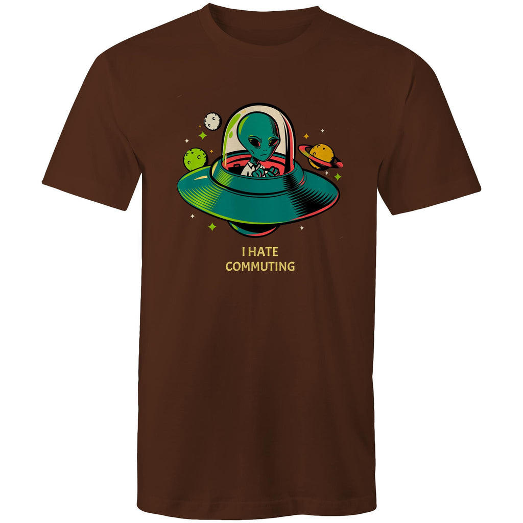 Alien Commute - Mens T-Shirt Dark Chocolate Mens T-shirt Printed In Australia Sci Fi