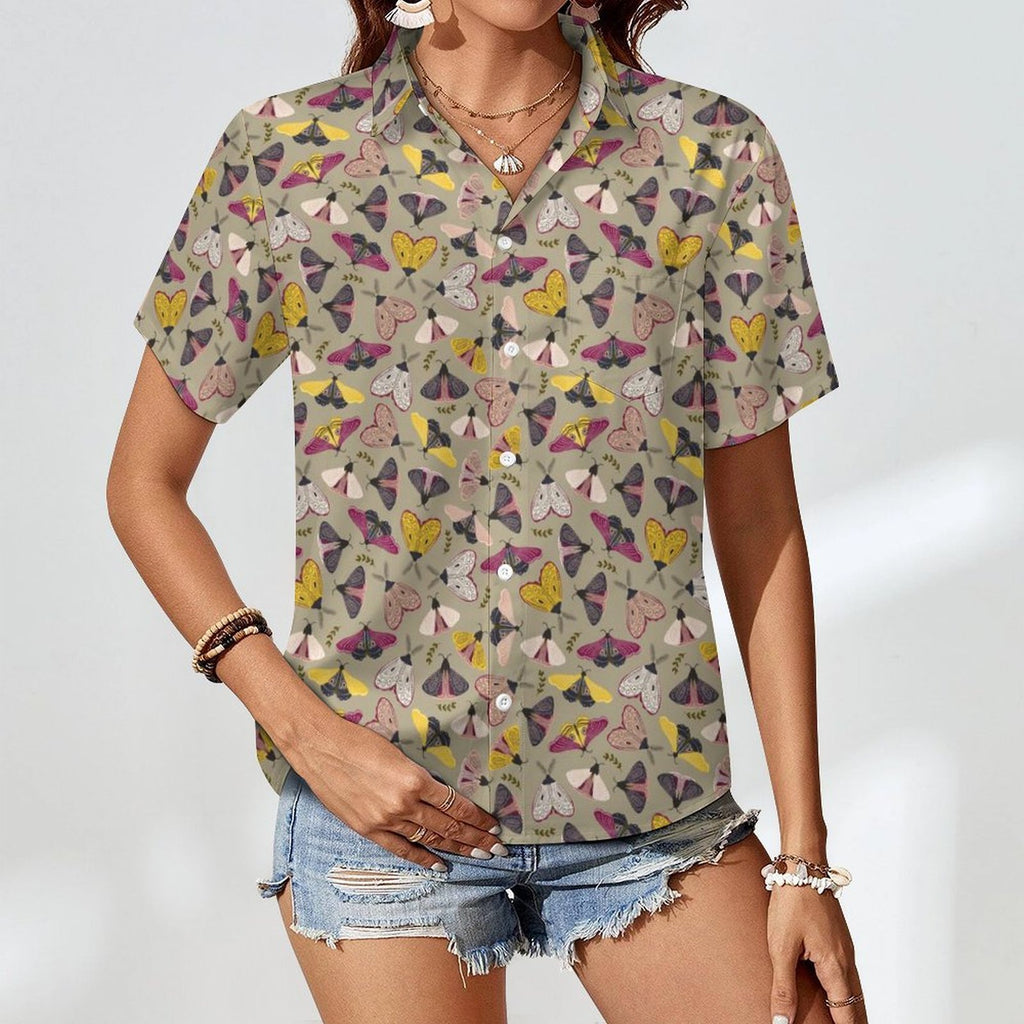 Pretty Moths Women's Short-Sleeve Button Up Shirt