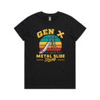 Gen X, Metal Slide Strong Women's AS Colour T-shirt Black Womens T-shirt Printed In Australia