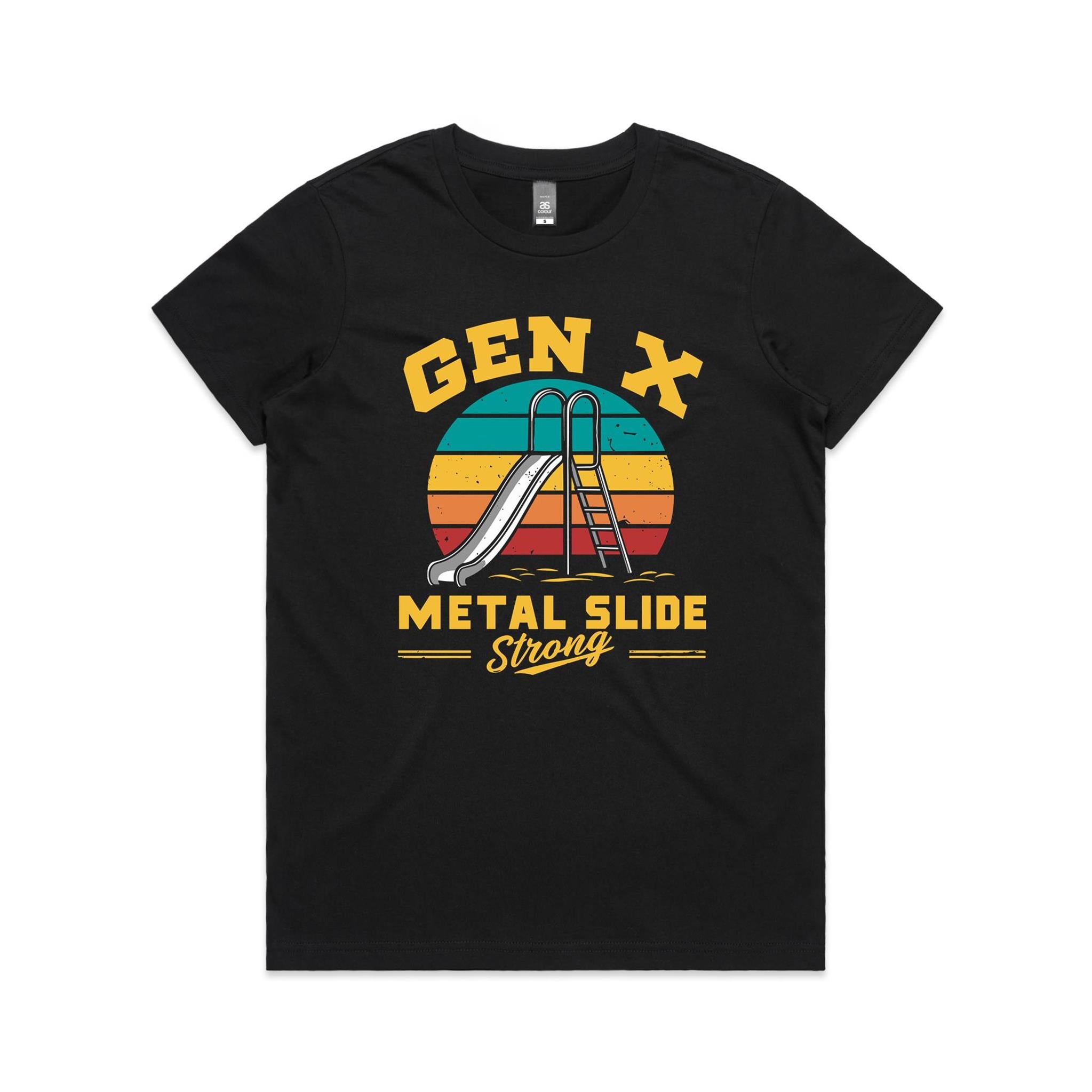 Gen X, Metal Slide Strong - Womens T-shirt Black Womens T-shirt Printed In Australia