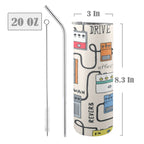 Guitar Pedals 20oz Tall Skinny Tumbler with Lid and Straw