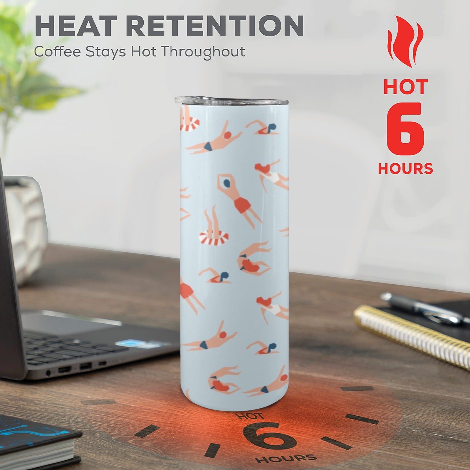 Summer Swim - 20oz Tall Skinny Tumbler with Lid and Straw