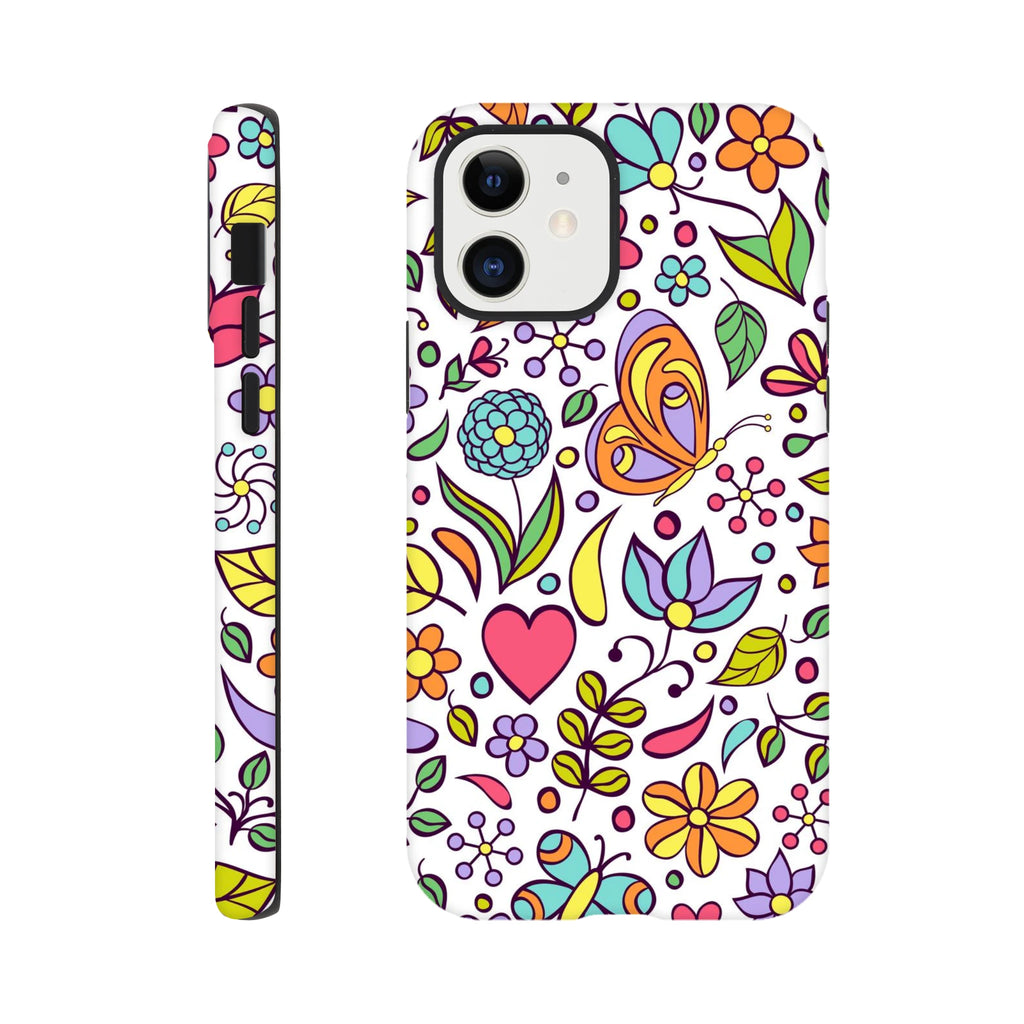 Quirky Butterfly Flowers - Apple iPhone Tough case iPhone 12 iPhone Tough Case animal Globally Fulfilled