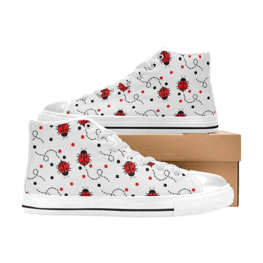 Ladybugs On The Move - Kids High Top Canvas Shoes