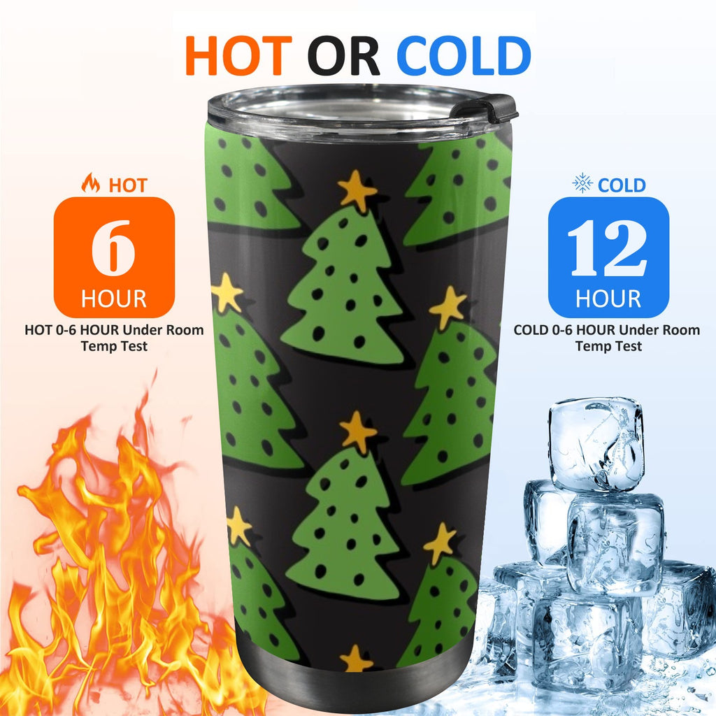 Christmas Trees - 20oz Mobile Tumbler with Lid (Black Lock) 20oz Travel Mug Christmas Printed Offshore