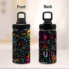 Math Scribbles Kids Water Bottle with Chug Lid (12 oz) Kids Water Bottle with Chug Lid Maths Printed Offshore