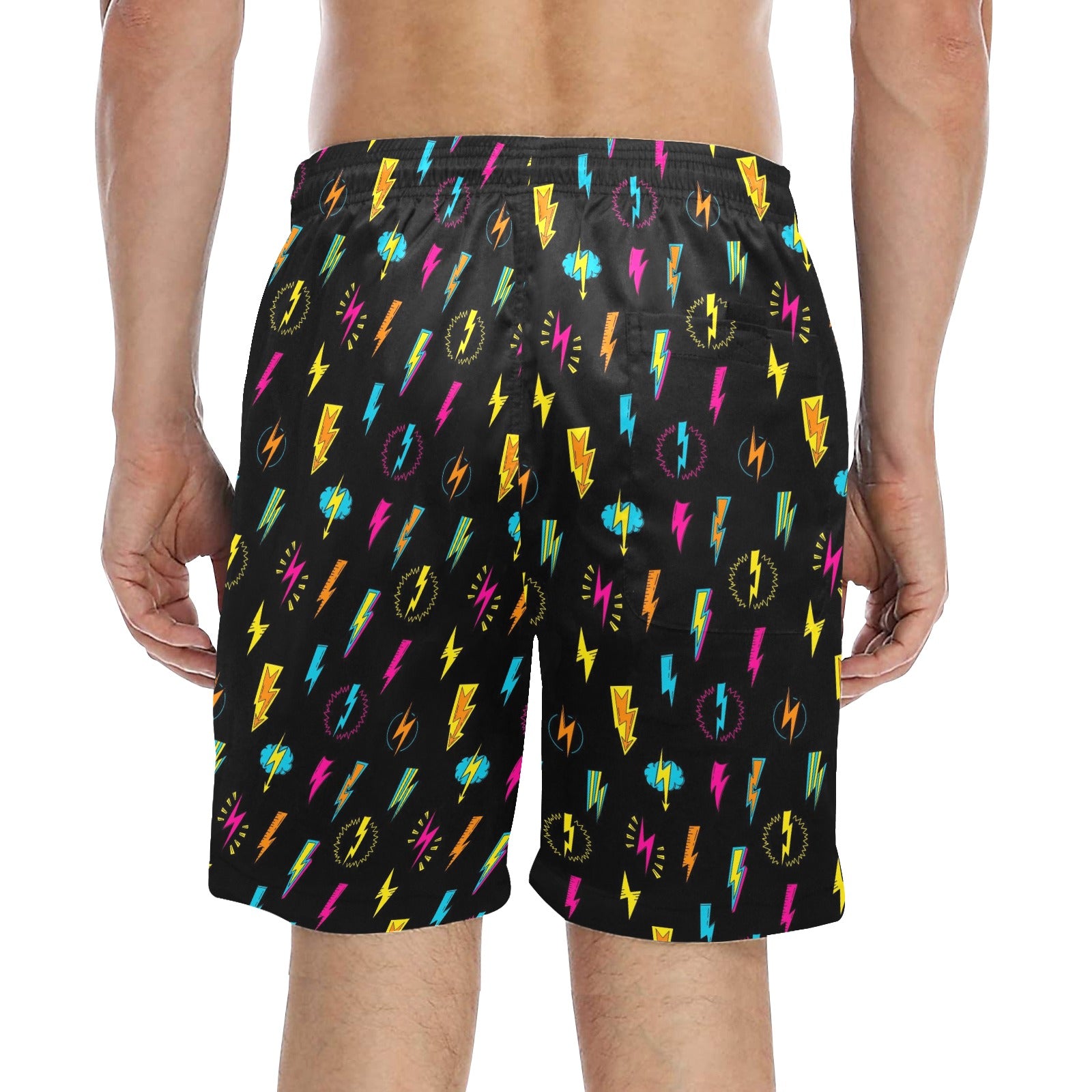 Fun Lightning - Men's Mid-Length Beach Shorts Men's Mid-Length Beach Shorts comic Printed Offshore