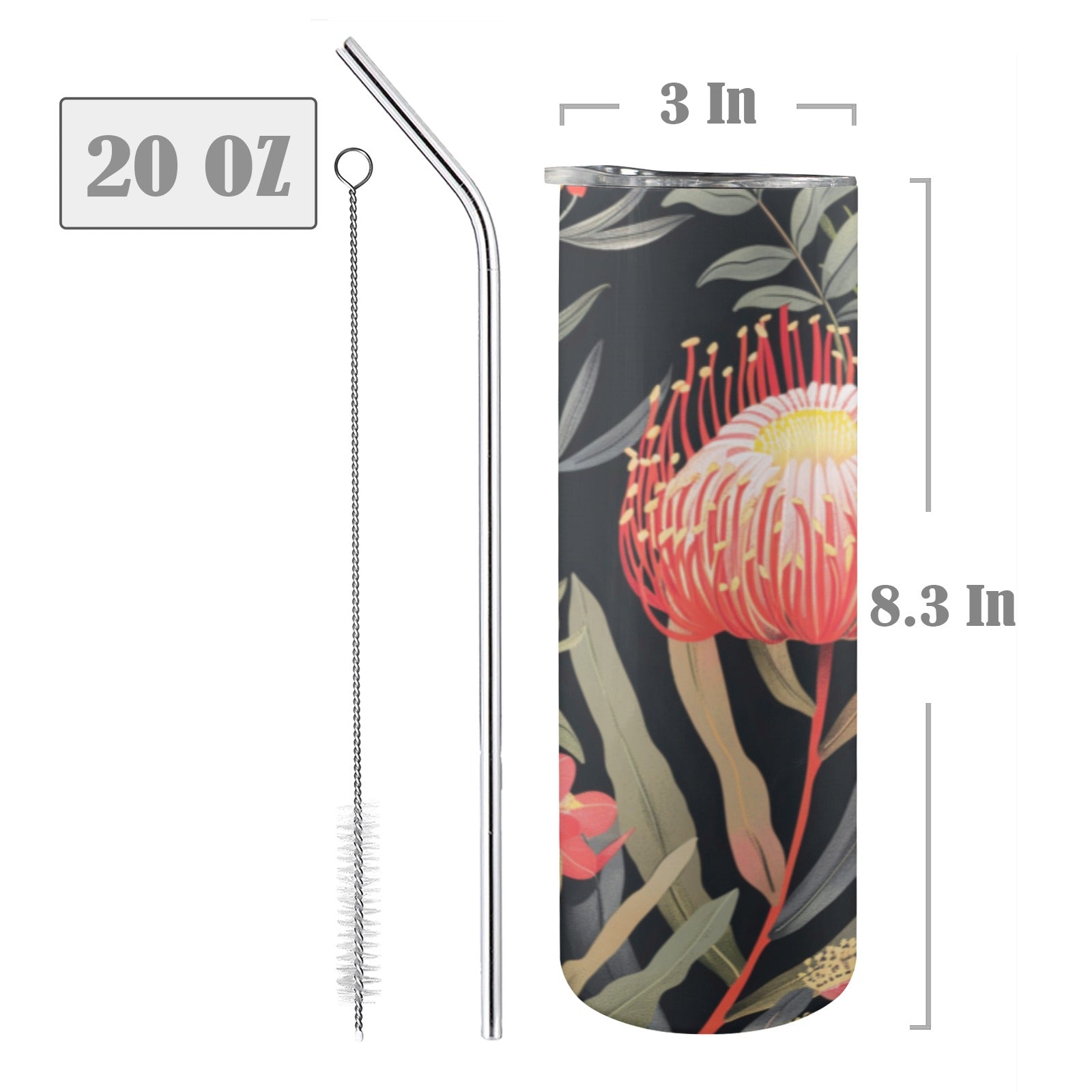 Australian Waratah Flower - 20oz Tall Skinny Tumbler with Lid and Straw