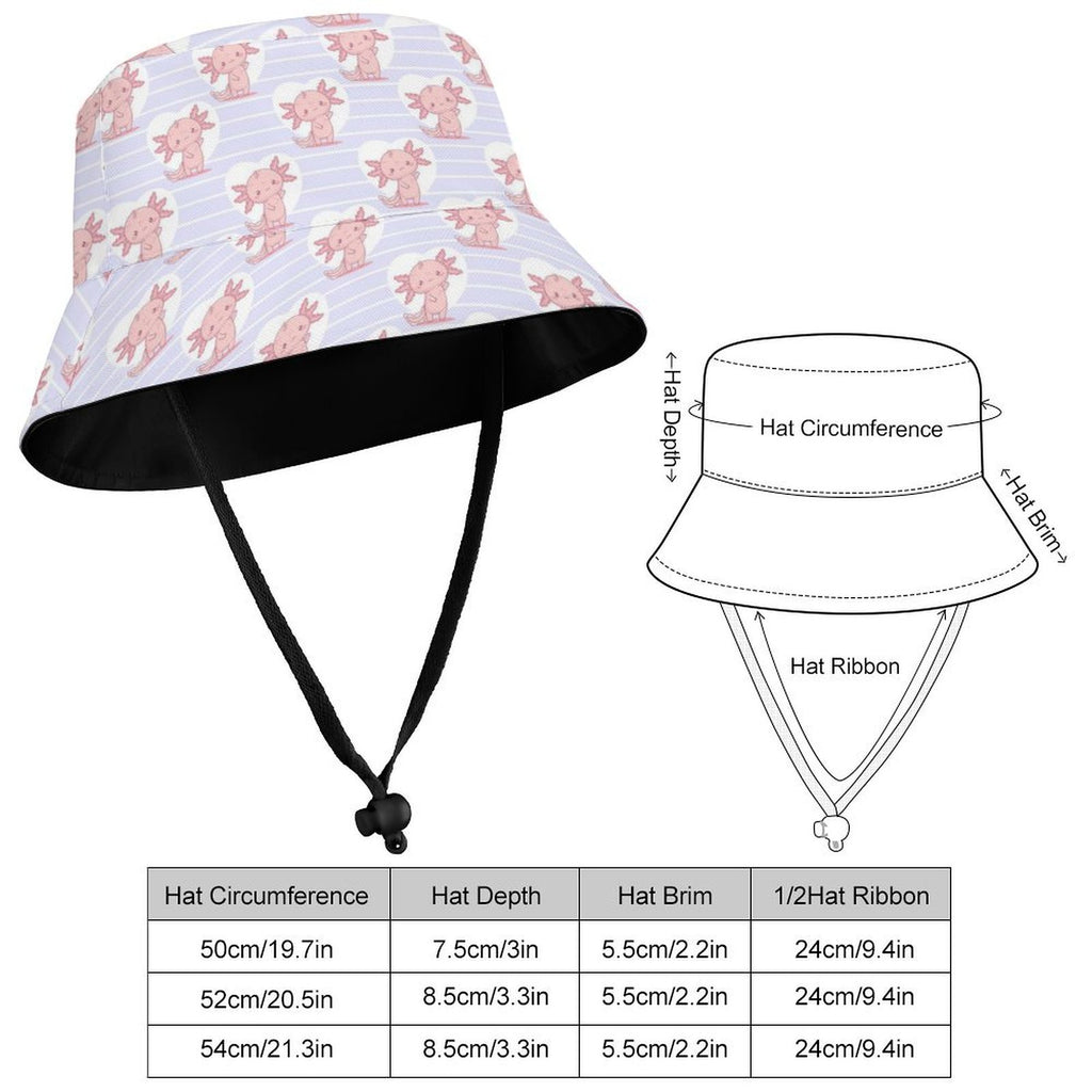 Axolotl Love Kids Bucket Hat Kids Bucket Hat animal Printed Offshore
