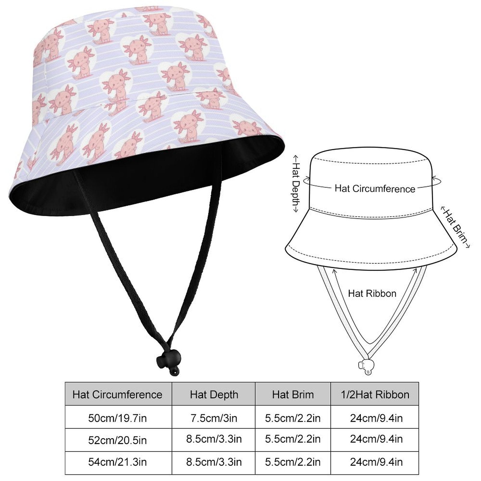 Axolotl Love Kids Bucket Hat Kids Bucket Hat animal Printed Offshore