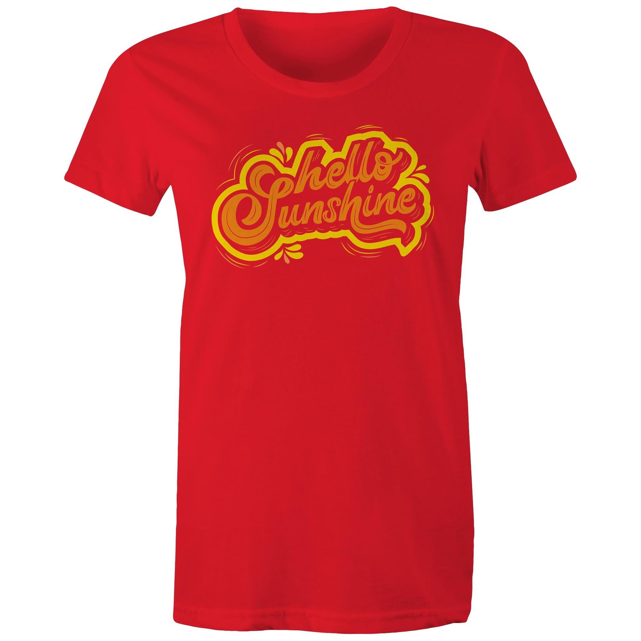 Hello Sunshine - Womens T-shirt Red Womens T-shirt Printed In Australia Summer