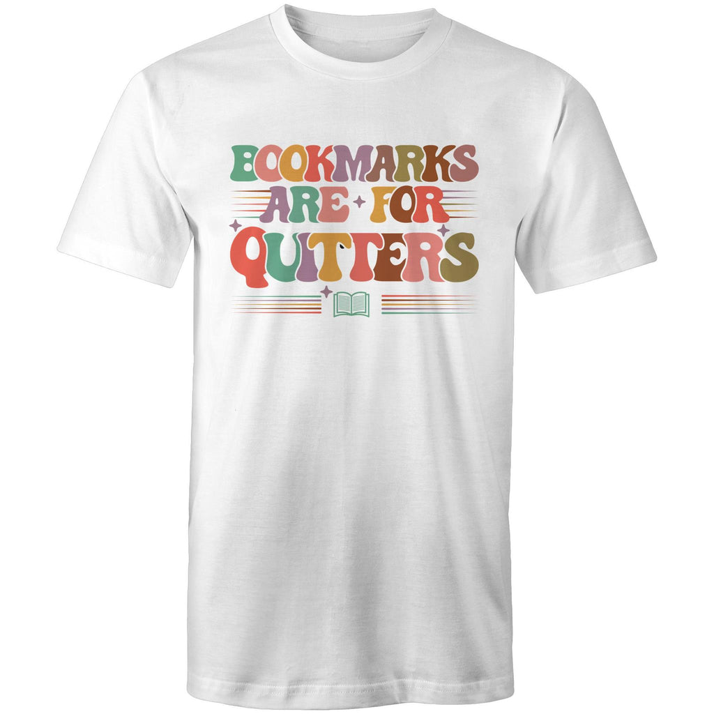 Bookmarks Are For Quitters - Mens T-Shirt White Mens T-shirt Printed In Australia Reading