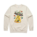 UFO Cat Abduction AS Colour Stencil Crew Sweatshirt Unisex Ecru Sweatshirt animal Printed In Australia Sci Fi