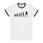 Guitarist Evolution - Staple Ringer Tee White Black Ringer T-Shirt Music Printed In Australia