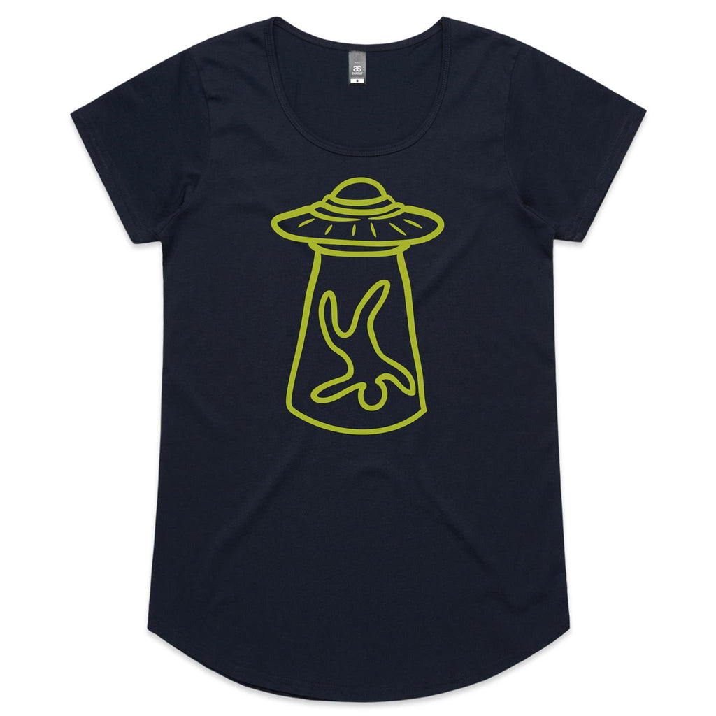 Alien Abduction - Womens Scoop Neck T-Shirt Navy Womens Scoop Neck T-shirt Printed In Australia Sci Fi
