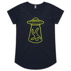 Alien Abduction - Womens Scoop Neck T-Shirt Navy Womens Scoop Neck T-shirt Printed In Australia Sci Fi