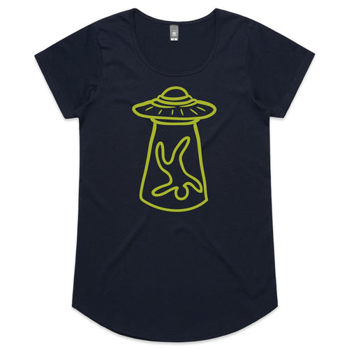 Alien Abduction - Womens Scoop Neck T-Shirt Navy Womens Scoop Neck T-shirt Printed In Australia Sci Fi