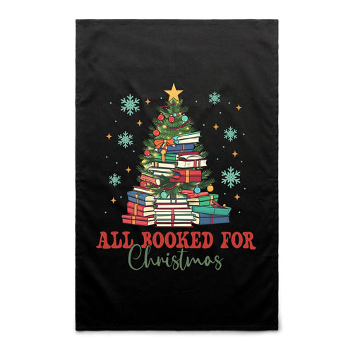 All Booked For Christmas - AS Colour Tea Towel Black One Size Christmas Tea Towel Christmas Printed In Australia