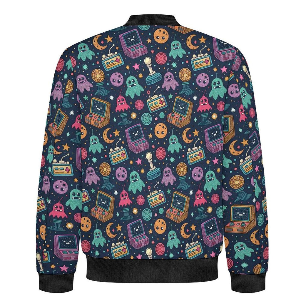 Space Arcade Men's Casual Zip‑Up Bomber Jacket