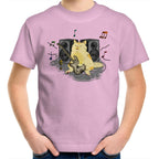 Cat Bass Player - Kids Youth T-Shirt Pink Kids Youth T-shirt animal Music Printed In Australia