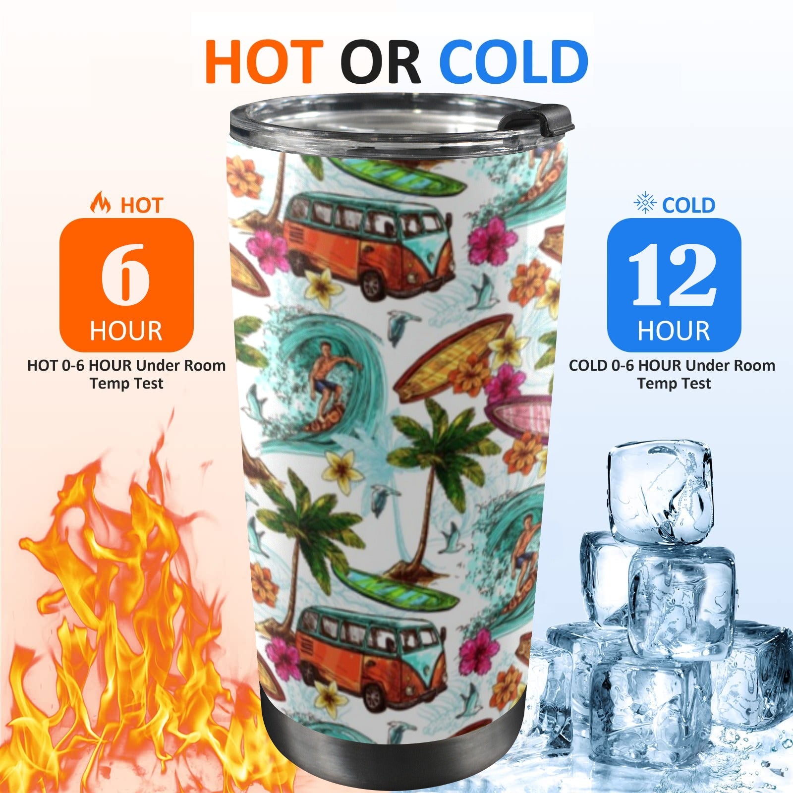 Surfing Safari 20oz Mobile Tumbler with Lid (Black Lock) 20oz Travel Mug Printed Offshore Surf