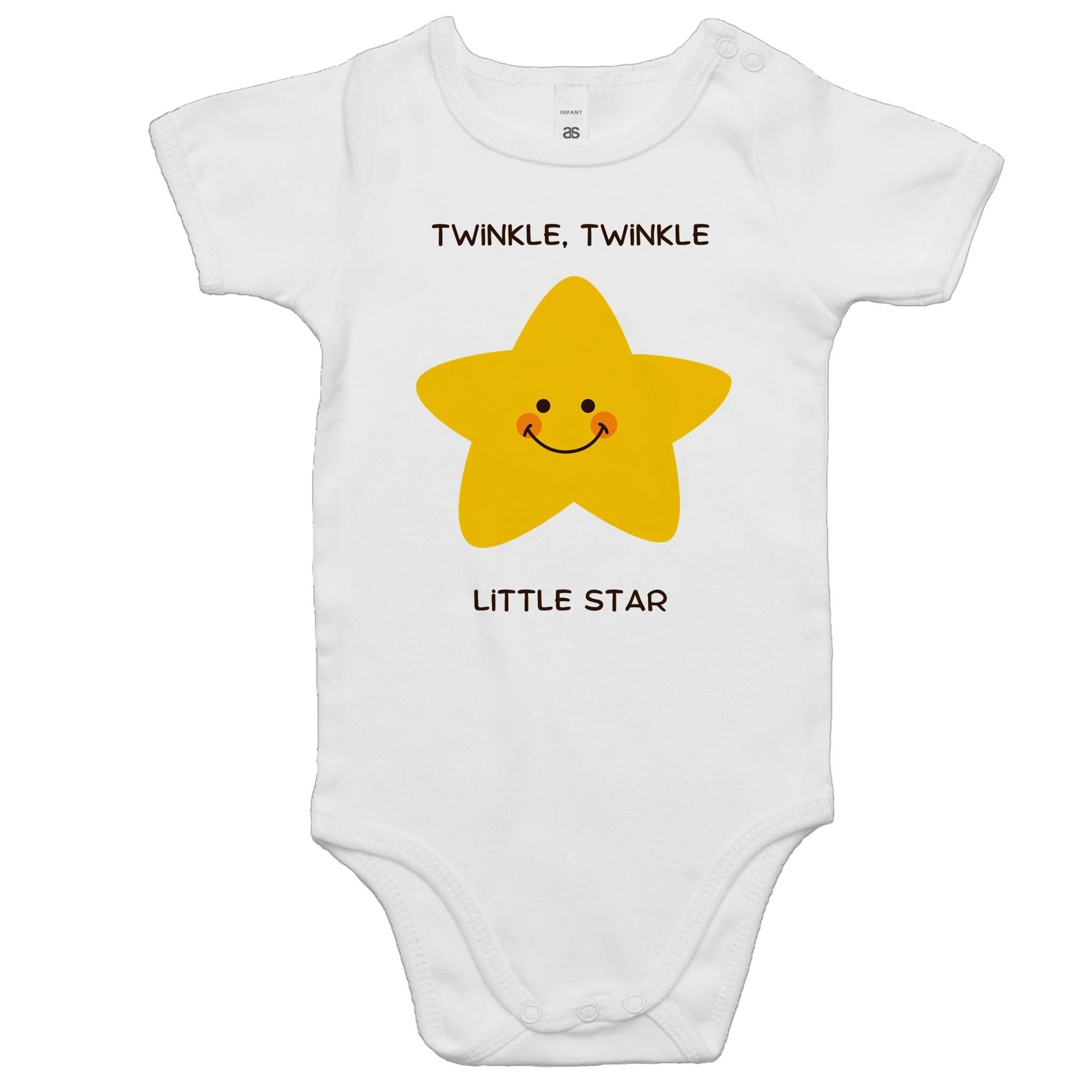 Twinkle Little Star - Baby Bodysuit White Baby Bodysuit Printed In Australia