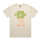 Here For The Food AS Colour Heavy Faded Tee Unisex Faded ecru Heavy Faded T-shirt Food Printed In Australia